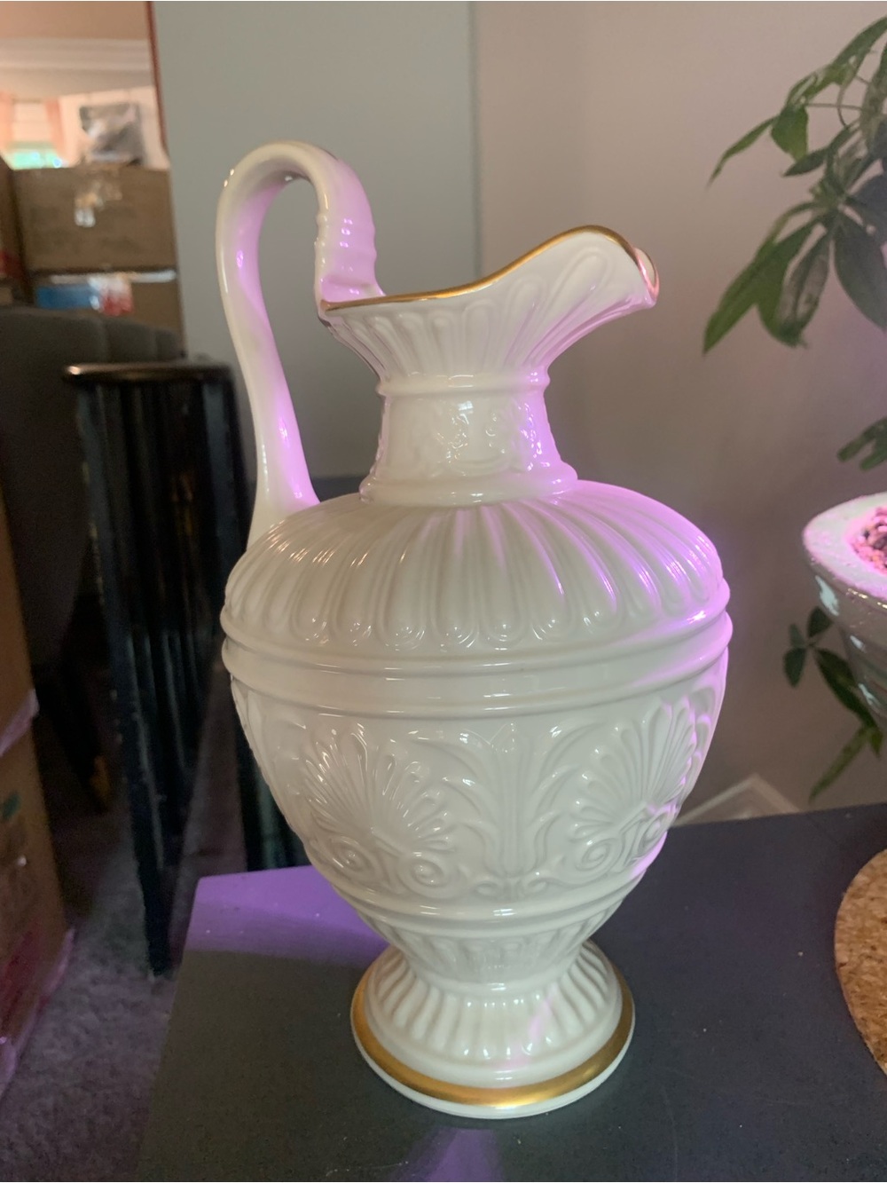 Lenox Classic White Ceramic Pitcher with Gold Trim - Home Accents